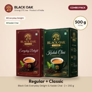 Black Oak Tea Combo Pack: Regular (Everyday Delight) + Classic (Kadak Chai), 2 × 250 g (500 g)